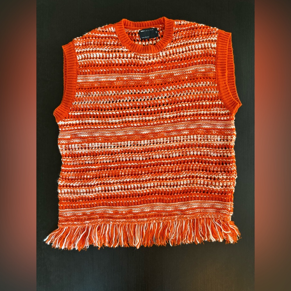 Asos - Orange Open Weave Sweater Vest